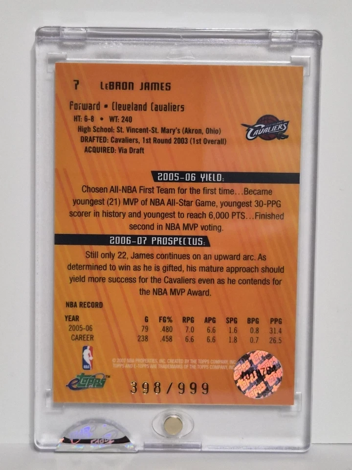 2006-07 eTopps Lebron James Card #398/999 Cavaliers Lakers NBA Basketball - Image 2 of 4