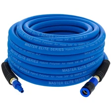 50-Foot Hybrid Polymer Air Hose, 1/4" NPT Ends, 3/8" ID, Quick Coupler & Plug