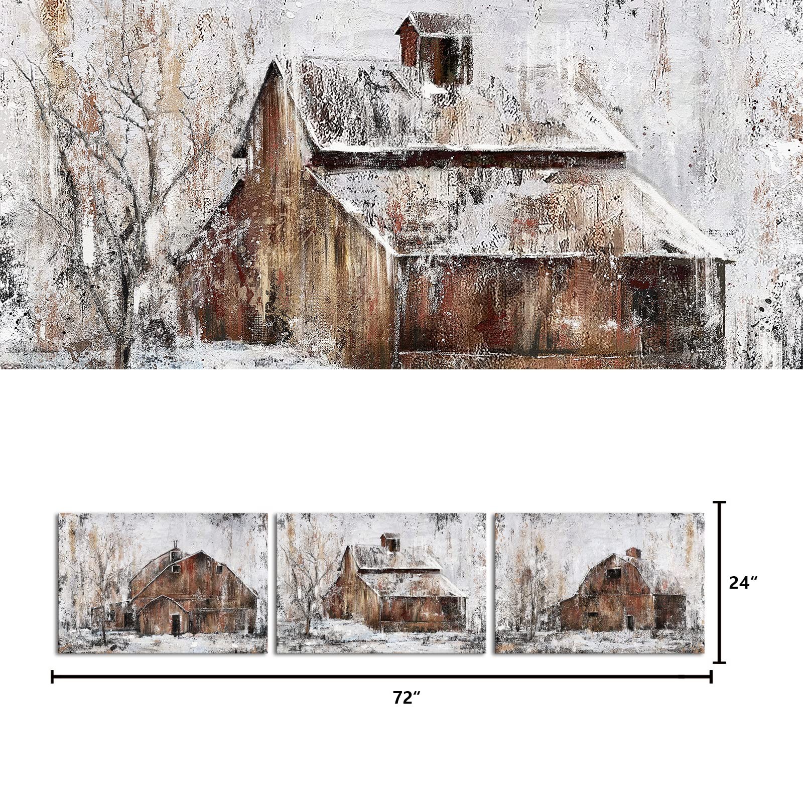 Rustic Farmhouse Wall Decor Country Wall Art Barn Pictures Framed Artwork for...