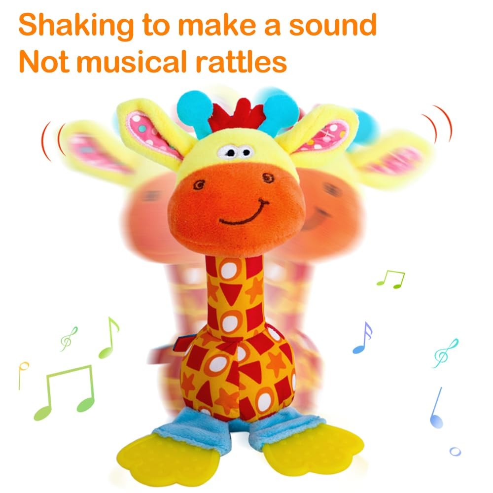 Soft Raddle HUADADA Baby Soft Rattles Shaker, Infant Developmental Hand Grip Fawn ...