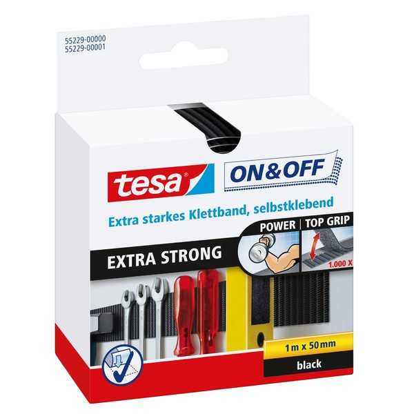 tesa On & Off Klettband Extrastark Selbstklebend 100Cm X 5Cm-image