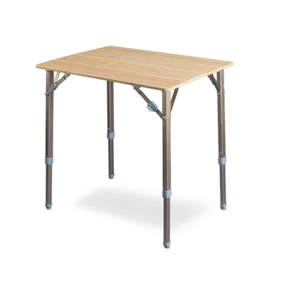 ZEMPIRE Höhenverstellbarer Campingtisch bis 50kg Faltbar Bambusplatte 65x50 cm NEU