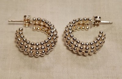 925 Sterling Silver Mini Beaded Earrings Signed IBB Italy