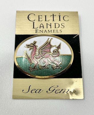 Vintage Celtic Lands Enamels Welsh Dragon Brooch Enamel Metal Wales England