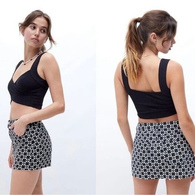 NEW PacSun Y2K Black & White Low Rise Denim Mini Micro Skirt 24