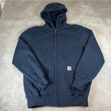 Carhartt Rain Defender Zip Hoodie Mens Medium Navy Blue Loose Fit 100614-472