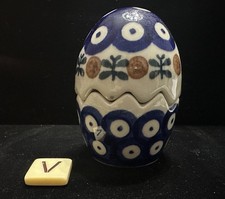 Boleslawiec Ceramica Polacca Occhio di Pavone 3” Sale e Pepe Uovo Shaker Impilabile