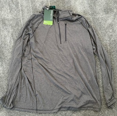 LL Bean Men s Quick Dry Trail Tee Gray Slightly Fitted Long Sleeve Size XL