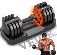 Adjustable Dumbbell 25lbs Quick Change Weight Set for Home Gym Fitness Training