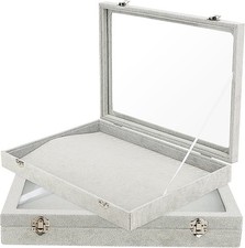 2 PCS Velvet Necklace Storage Boxes, Jewellery Organiser Boxes, Necklace Displa