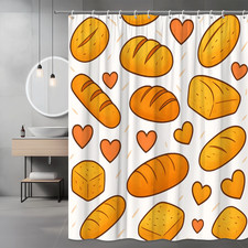 Cute Bread and Hearts Shower Curtain - Fun Kitchen Decor