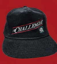 Vintage RARE NISSAN Challenger Camoplast Black Corduroy Hat Cap w/Braided Cord