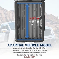 Lo Pro Aluminum Hard Tri Fold Tonneau Cover For Ford 2015-2024 F150 5.5'/66" Bed