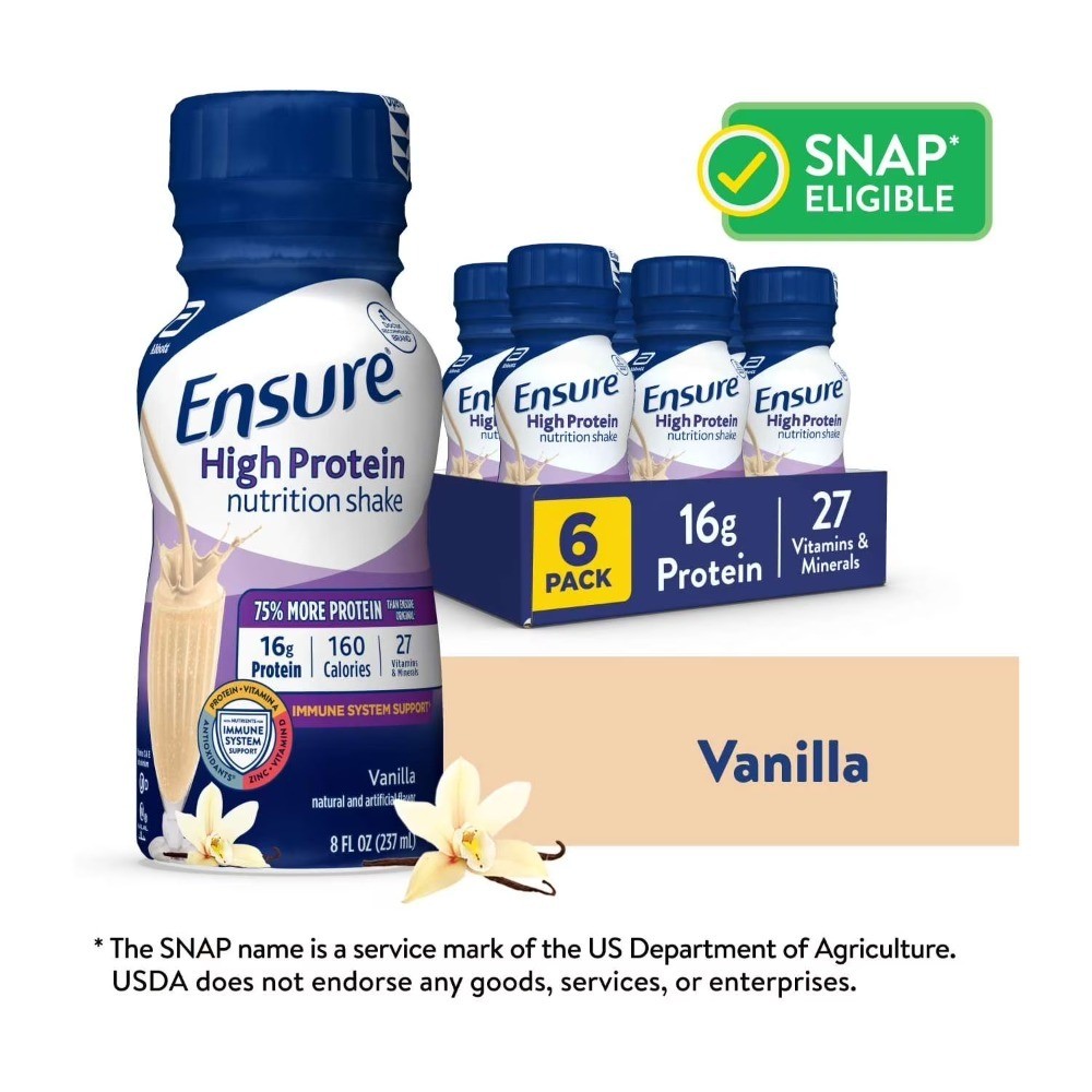 Vanilla High Protein Nutrition Shake 8 fl oz 6 Pack Bottles