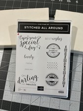 Stampin Up Retired Cling Acrylic STITCHED ALL AROUND Best Wishes Special Day