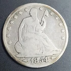 1854 Arrows Seated Liberty 90% Silver Half Dollar