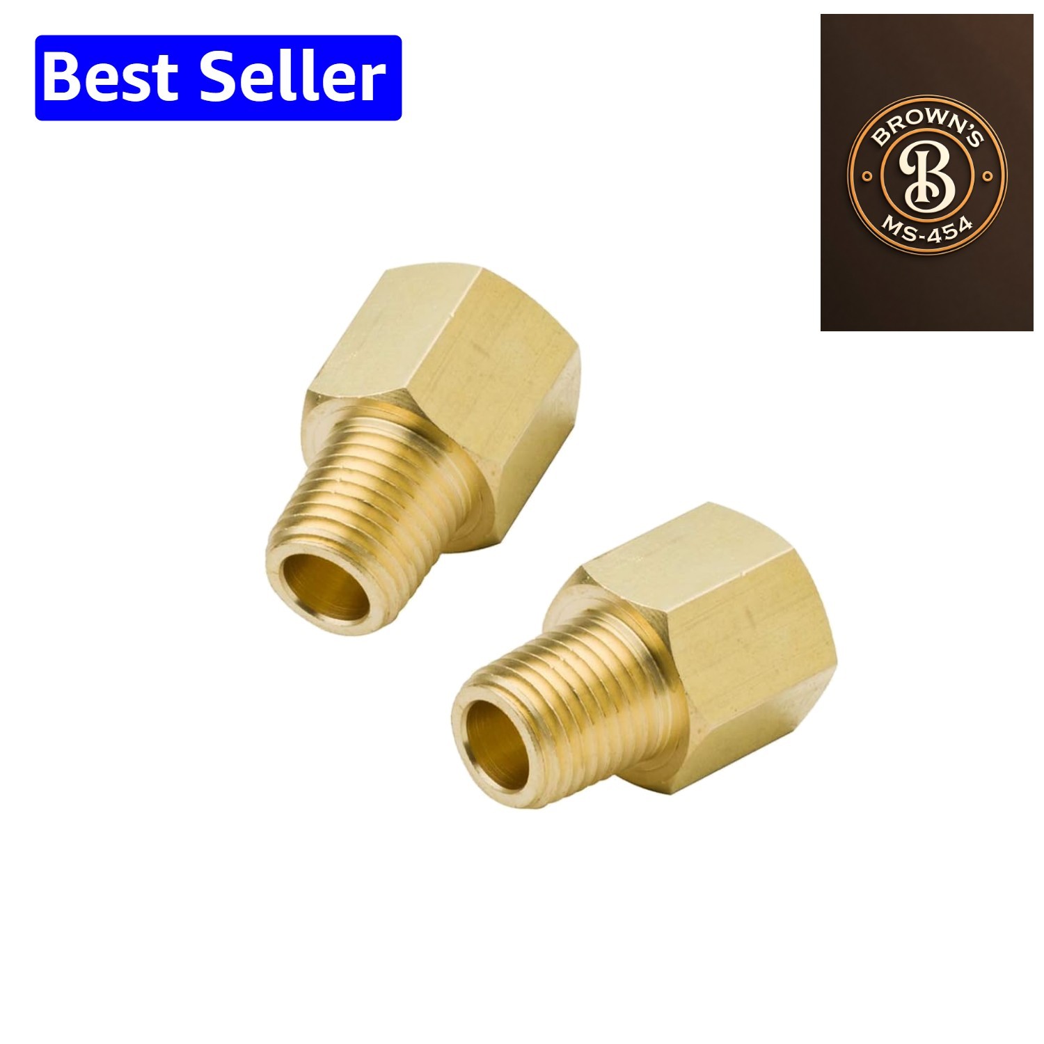 Durable Brass Pipe Fitting Adapter, 1/8" NPT 1200psi Pressure, Set of 2