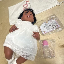 African American Black Lifelike Newborn Realistic Reborn Baby Dolls 24" Gift Set