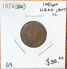 1876 United States Indian Head Cent 1C (BN)