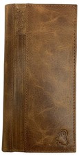 Genuine Leather Checkbook Cover For Men  Women Holder Wallet Tan