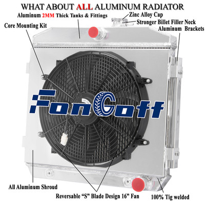 4Rows Radiator+Shroud+Fan For  1955-57 Chevy Bel Air Del Ray Nomad 4.3L/ 4.6L