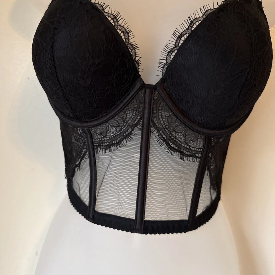 Victoria's Secret Very Sexy Black Bombshell Push Up Bra Bling Size 34C Lace - Image 2 of 4