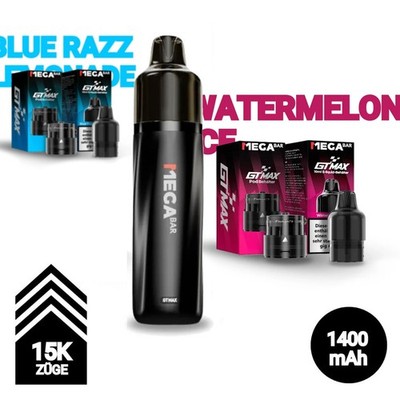 MegaBar GT MAX 15K E-Zigarette Vape Big Puff TDP konform Prefilled Pod 20mg