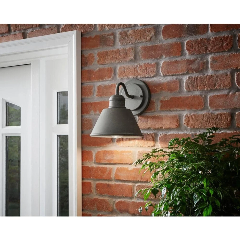 Hampton Bay 9.5 in. 1-Light Zinc Barn Outdoor Wall Light Sconce Lantern - Image 2 of 4