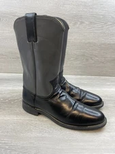 Justin Diamond J Women's Black Boots Leather Western Vintage Cowboy 6.5 Pull On