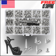 Punk Spikes  Studs Kit, Multiple Size Cone Spikes for Clothes Rock Style 360Pc