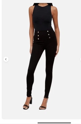 V by Very High Waisted Button Legging - Black Size UK 16 RRP: £22.00 - Image 1 of 4