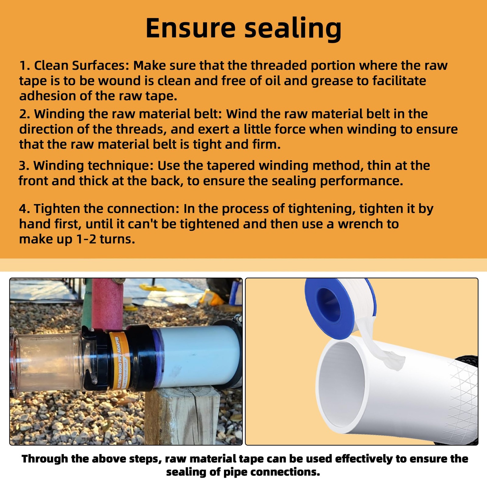 RV Sewer Hose Adapter Combo Pack 3 Inch Hub Bayonet Hook Thread Seal Tape PVC