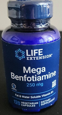 Life Extension MEGA BENFOTIAMINE 250mg 120 CAPSULES  - 07/2026 Exp Date
