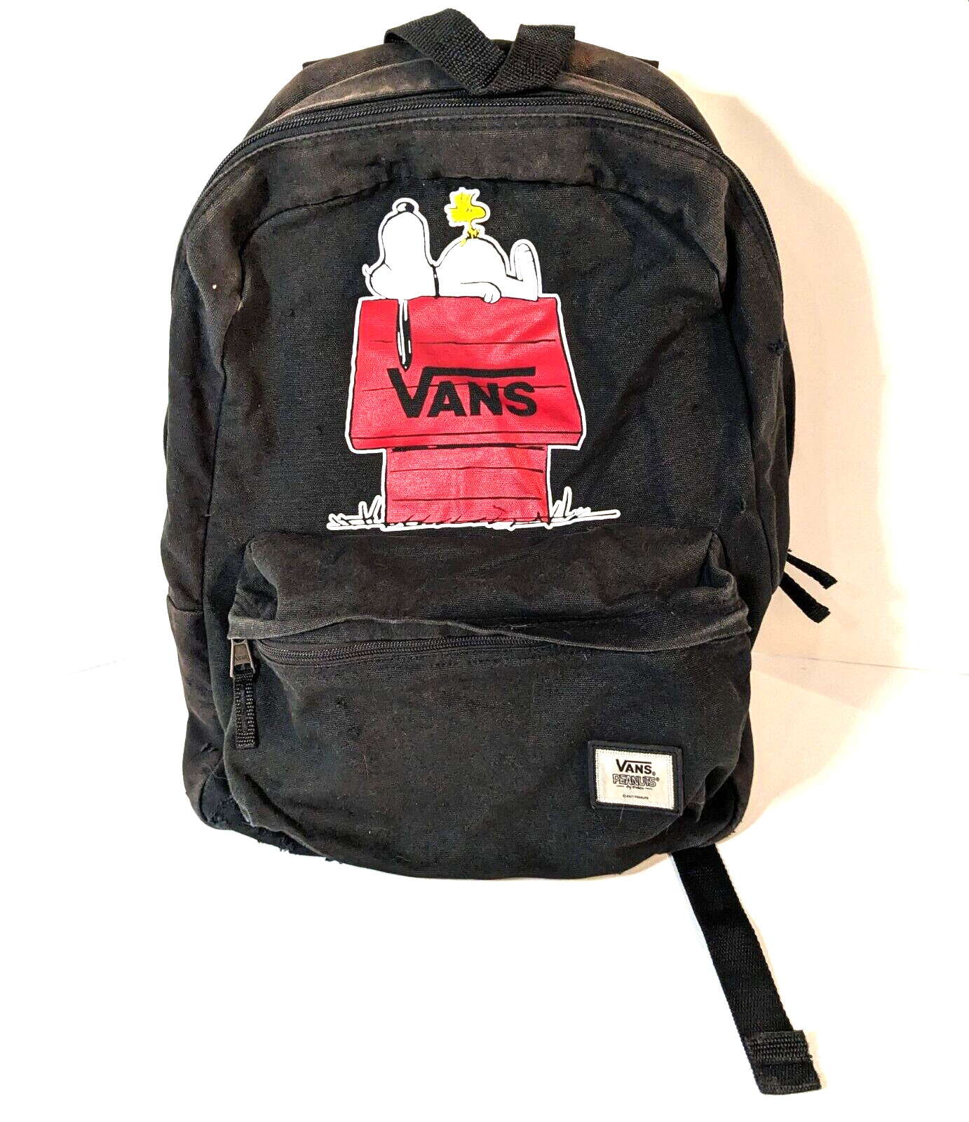 Rare VANS Snoopy Backpack, Peanuts 2017, Sk8 Old Skool, Woodstock, Black, Worn