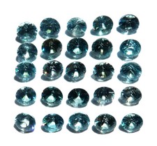 Zircon bleu - facetté rond - brillant - 25pcs - 9.80Cts - Ø 4mm - sertissage