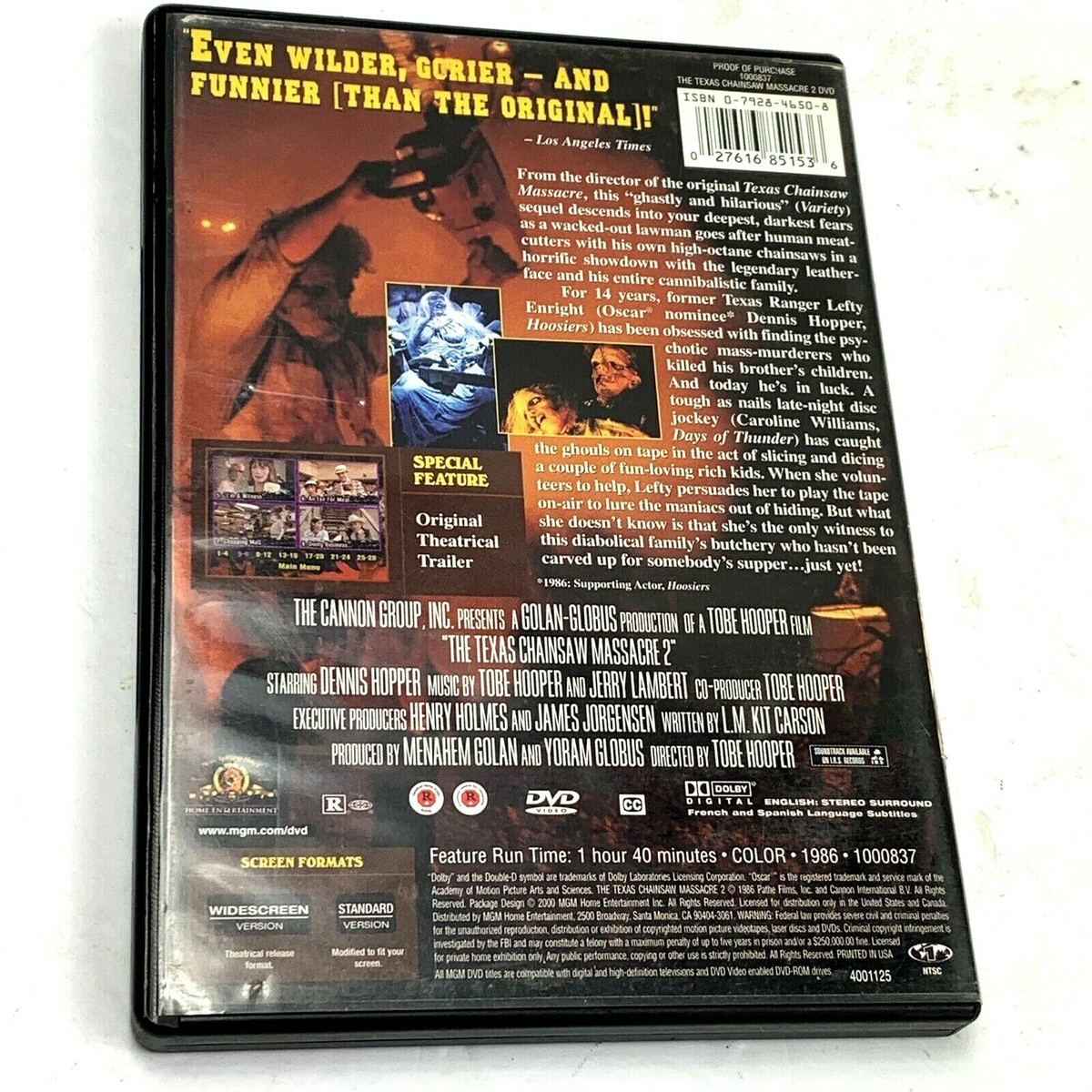 The Texas Chainsaw Massacre 2 DVD Dennis Hopper 1986 2000 OOP in
