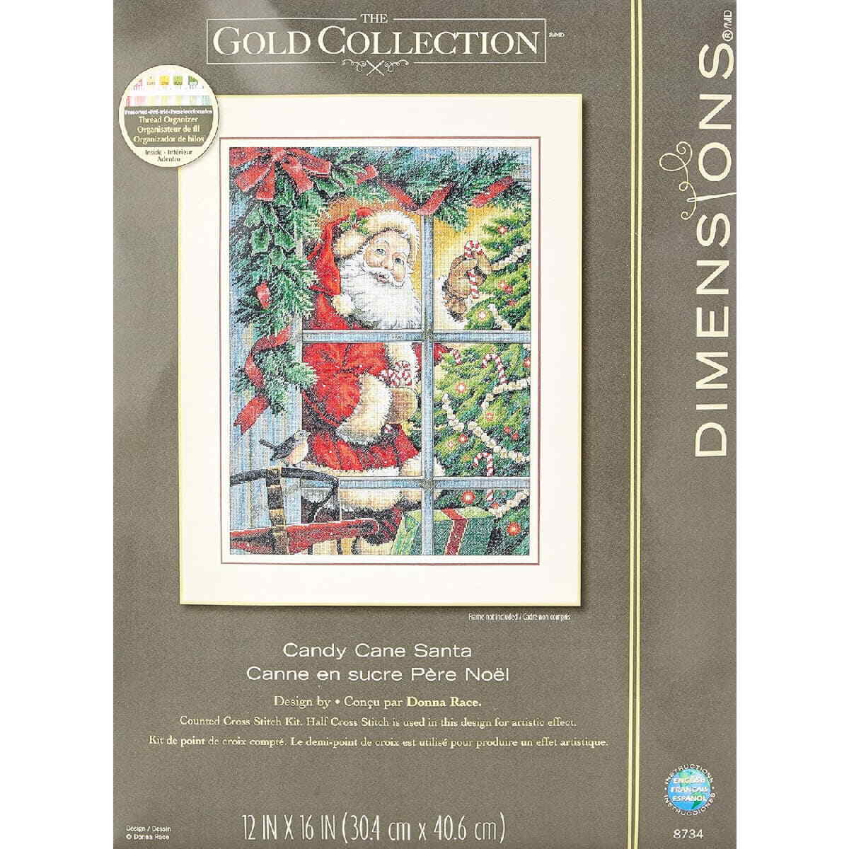Dimensions counted cross stitch kit ""Gold Collection, Candy Cane Santa"", 30,4x40
