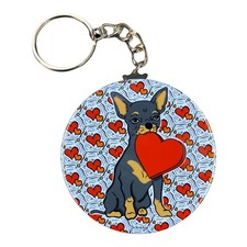 Chihuahua Dog Valentines Day Keychain Handmade Dog Accessories - Black Tan