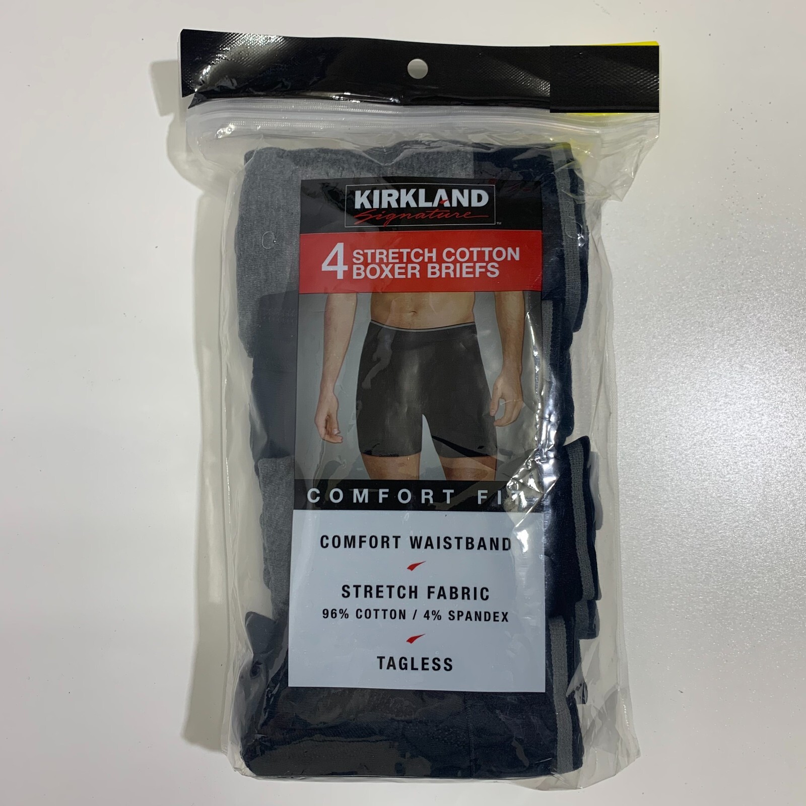 KIRKLAND SIGNATURE Men’s Boxer Briefs 4Pack Black/Gray Size S M L