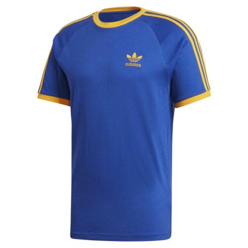 Cortés Alternativa Giotto Dibondon Adidas Originals HOMBRE 3-STRIPE Camiseta Cuello Redondo Trébol Azul  Amarillo | eBay