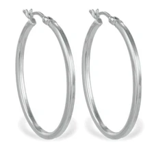 925 GENUINE SILVER *** Oval Hoop Earrings Square Profile 34mm x 25mm