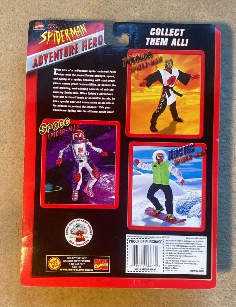 2000 Marvel Spider-Man Adventure Hero Ninja 10 Inch Figure Toy Biz