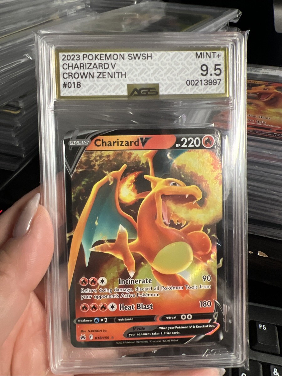 POKEMON 2023 Crown Zenith SWSH CHARIZARD V #018 Graded AGS 9.5