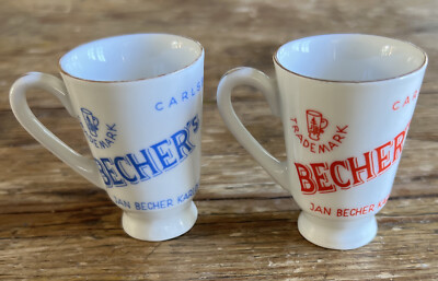 Set of 2 Becher Czech Czechoslovakian Jan Becher's Carlsbad Pottery Liqueur Cups