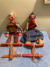 VINTAGE 1950’S POPEYE & OLIVE OYL RARE MARIONETTE TOY LOT MADE IN MEXICO READ