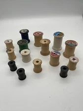 Vintage Wooden Sewing Thread Spool Lot of 15 Crafts