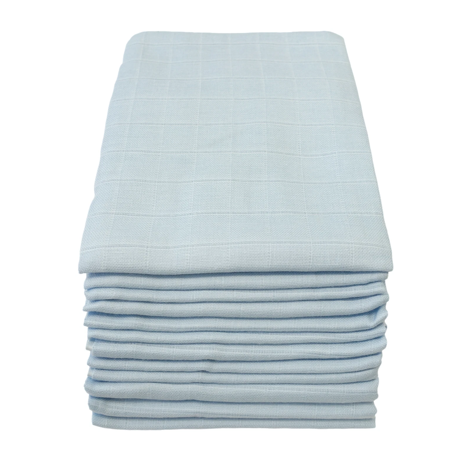 MuslinZ 12PK Baby Muslin Squares Cloths 70cms 100% Pure Soft Cotton Pale Blue