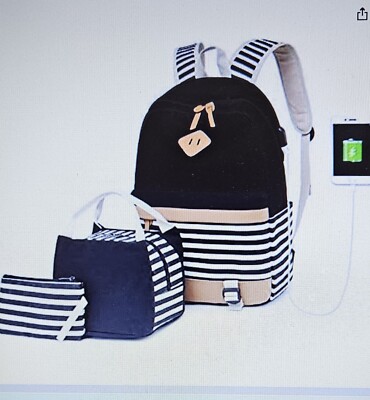 Teen Girls' Backpack For School - USB Charging Port, Laptop Compartment, Water-Resistant Polyester