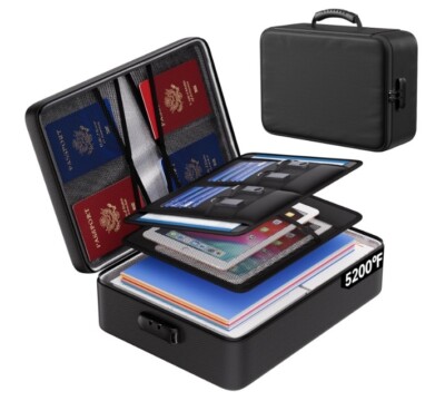 5200°F Fireproof Document Bag with Lock,Upgraded Heat Insulated Fireproof＆Wat...
