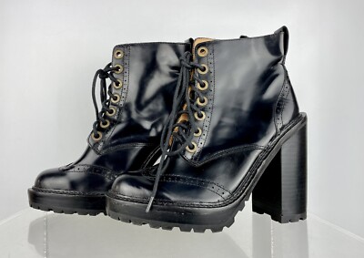 Leder Stiefeletten JEFFEREY CAMPBELL Schuhe Gr. 4 Brogues Goth Emo Military NEU